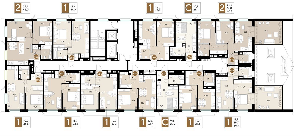 Фото №8: 2-комнатная квартира 46&nbsp;м², 10/18&nbsp;эт. - Краснодар, Прикубанский внутригородской округ, ЖК Грейд, мкр. ЖК Грейд