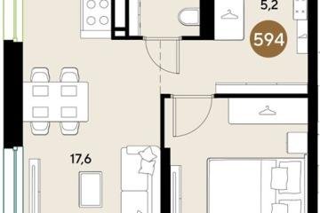 Фото №1: 1-комнатная квартира 36 м², 14/18 эт. - Краснодар, мкр. ЖК Грейд,