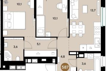 Фото №1: 2-комнатная квартира 51 м², 17/18 эт. - Краснодар, мкр. ЖК Грейд,