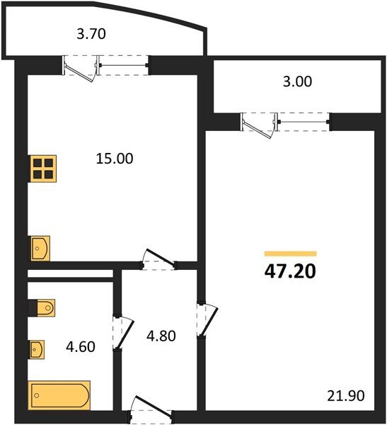 Фото №1: 1-комнатная квартира 47&nbsp;м², 4/21&nbsp;эт. - Краснодар, Центральный внутригородской округ, мкр. Черёмушки