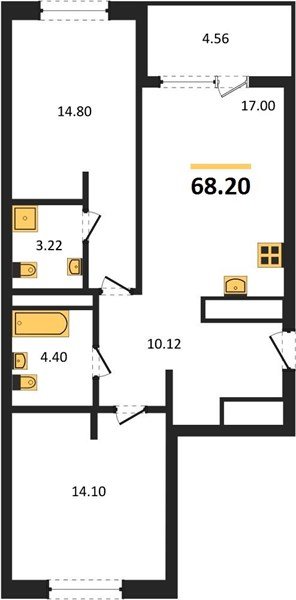 Фото №1: 2-комнатная квартира 68&nbsp;м², 15/18&nbsp;эт. - Краснодар, Карасунский внутригородской округ, Хлопчато-бумажный Комбинат, мкр. жилой квартал Патрики