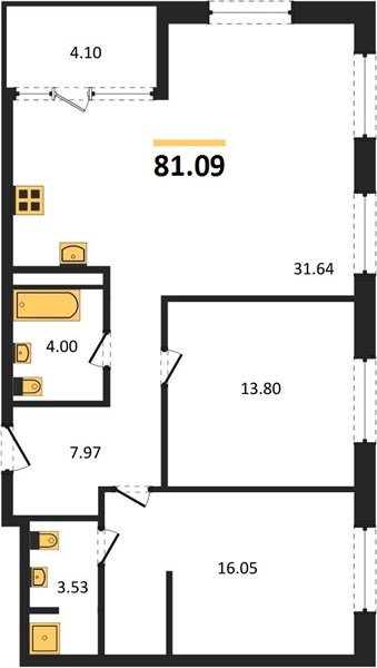 Фото №1: 2-комнатная квартира 81&nbsp;м², 14/18&nbsp;эт. - Краснодар, Карасунский внутригородской округ, Хлопчато-бумажный Комбинат, мкр. жилой квартал Патрики