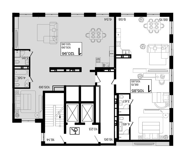 Фото №8: 1-комнатная квартира 120&nbsp;м², 16/18&nbsp;эт. - Краснодар, Карасунский внутригородской округ, Хлопчато-бумажный Комбинат, мкр. жилой квартал Патрики