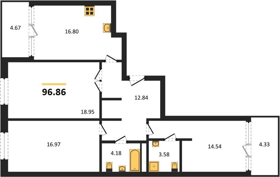Фото №1: 3-комнатная квартира 96&nbsp;м², 15/18&nbsp;эт. - Краснодар, Карасунский внутригородской округ, Хлопчато-бумажный Комбинат, мкр. жилой квартал Патрики