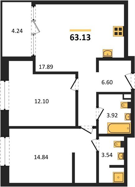 Фото №1: 2-комнатная квартира 63&nbsp;м², 11/18&nbsp;эт. - Краснодар, Карасунский внутригородской округ, Хлопчато-бумажный Комбинат, мкр. жилой квартал Патрики