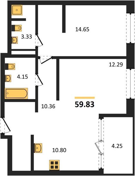 Фото №1: 2-комнатная квартира 59&nbsp;м², 10/18&nbsp;эт. - Краснодар, Карасунский внутригородской округ, Хлопчато-бумажный Комбинат, мкр. жилой квартал Патрики