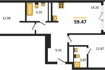 Фото №1: 2-комнатная квартира 59 м², 7/18 эт. - Краснодар, мкр. жилой квартал Патрики,