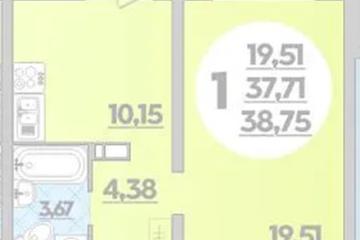 Фото №1: 1-комнатная квартира 38 м², 10/16 эт. - Краснодар, мкр. жилой комплекс Квартал № 6,