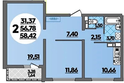 Фото №1: 2-комнатная квартира 58&nbsp;м², 11/16&nbsp;эт. - Краснодар, Прикубанский внутригородской округ, Восточный, мкр. жилой комплекс Квартал № 6