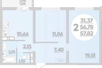 Фото №1: 2-комнатная квартира 57 м², 15/16 эт. - Краснодар, мкр. жилой комплекс Квартал № 6,