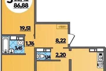 Фото №1: 3-комнатная квартира 86 м², 5/16 эт. - Краснодар, мкр. жилой комплекс Квартал № 6,