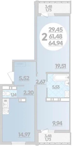 Фото №1: 2-комнатная квартира 64&nbsp;м², 16/16&nbsp;эт. - Краснодар, Прикубанский внутригородской округ, Восточный, мкр. жилой комплекс Квартал № 6