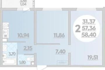 Фото №1: 2-комнатная квартира 58 м², 1/16 эт. - Краснодар, мкр. жилой комплекс Квартал № 6,
