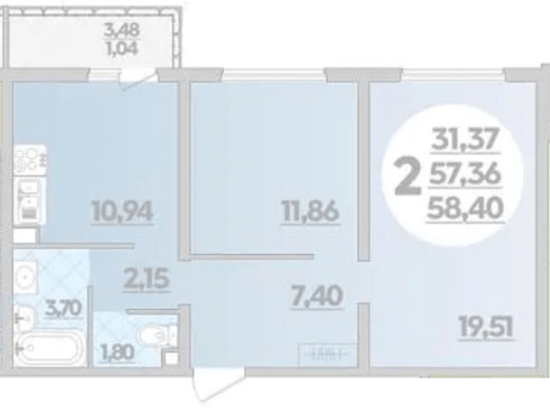 Фото №1: 2-комнатная квартира 58&nbsp;м², 1/16&nbsp;эт. - Краснодар, Прикубанский внутригородской округ, Восточный, мкр. жилой комплекс Квартал № 6