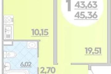 Фото №1: 1-комнатная квартира 45 м², 1/16 эт. - Краснодар, мкр. жилой комплекс Квартал № 6,