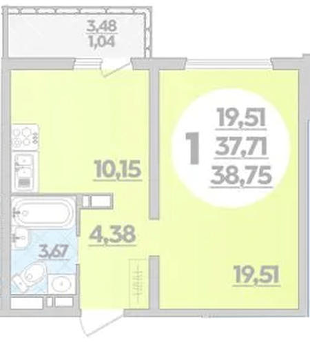 Фото №1: 1-комнатная квартира 38&nbsp;м², 14/16&nbsp;эт. - Краснодар, Прикубанский внутригородской округ, Восточный, мкр. жилой комплекс Квартал № 6