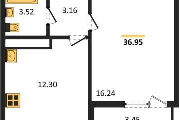 Фото №1: 1-комнатная квартира 36 м², 8/9 эт. - Яблоновский, мкр. ЖК На Шоссейной, ул. Шоссейная, 72/2