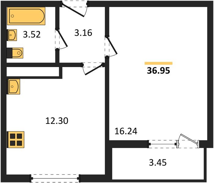 Фото №1: 1-комнатная квартира 36&nbsp;м², 8/9&nbsp;эт. - Яблоновский, мкр. ЖК На Шоссейной, ул. Шоссейная, 72/2