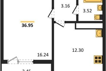 Фото №1: 1-комнатная квартира 36 м², 7/9 эт. - Яблоновский, мкр. ЖК На Шоссейной, ул. Шоссейная, 72/2