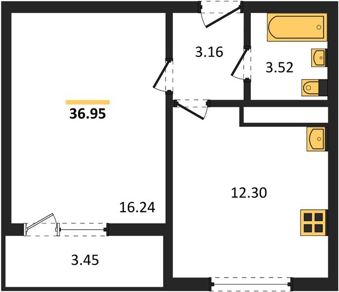 Фото №1: 1-комнатная квартира 36&nbsp;м², 6/9&nbsp;эт. - Яблоновский, мкр. ЖК На Шоссейной, ул. Шоссейная, 72/2