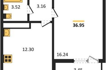 Фото №1: 1-комнатная квартира 36 м², 8/9 эт. - Яблоновский, мкр. ЖК На Шоссейной, ул. Шоссейная, 72/2