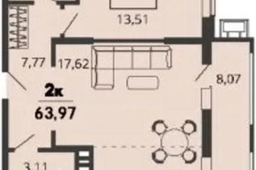 Фото №1: 1-комнатная квартира 63 м², 6/9 эт. - Знаменский, мкр. Родные Просторы,