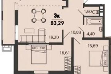 Фото №1: 2-комнатная квартира 83 м², 3/9 эт. - Знаменский, мкр. Родные Просторы,