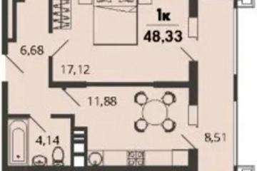 Фото №1: 1-комнатная квартира 48 м², 7/9 эт. - Знаменский, мкр. Родные Просторы,