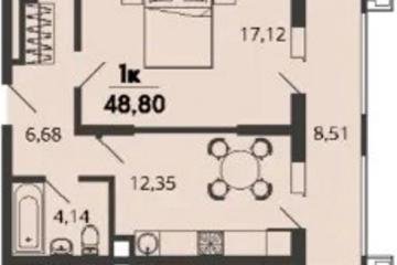 Фото №1: 1-комнатная квартира 48 м², 2/9 эт. - Знаменский, мкр. Родные Просторы,