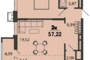 Фото №1: 1-комнатная квартира 57 м², 2/9 эт. - Знаменский, мкр. Родные Просторы,