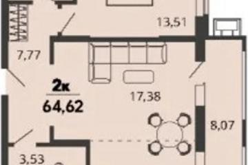 Фото №1: 1-комнатная квартира 64 м², 2/9 эт. - Знаменский, мкр. Родные Просторы,