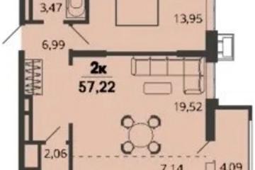 Фото №1: 1-комнатная квартира 57 м², 2/9 эт. - Знаменский, мкр. Родные Просторы,