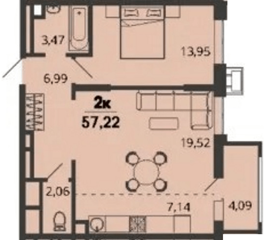 Фото №1: 1-комнатная квартира 57&nbsp;м², 2/9&nbsp;эт. - Знаменский, Карасунский внутригородской округ, мкр. Родные Просторы