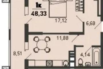 Фото №1: 1-комнатная квартира 48 м², 6/9 эт. - Знаменский, мкр. Родные Просторы,