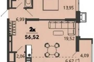 Фото №1: 1-комнатная квартира 56 м², 8/9 эт. - Знаменский, мкр. Родные Просторы,