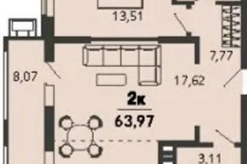 Фото №1: 1-комнатная квартира 63&nbsp;м², 3/9&nbsp;эт. - Знаменский, мкр. Родные Просторы, 