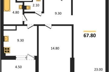 Фото №1: 2-комнатная квартира 67 м², 4/8 эт. - Краснодар, мкр. жилой комплекс Югге,