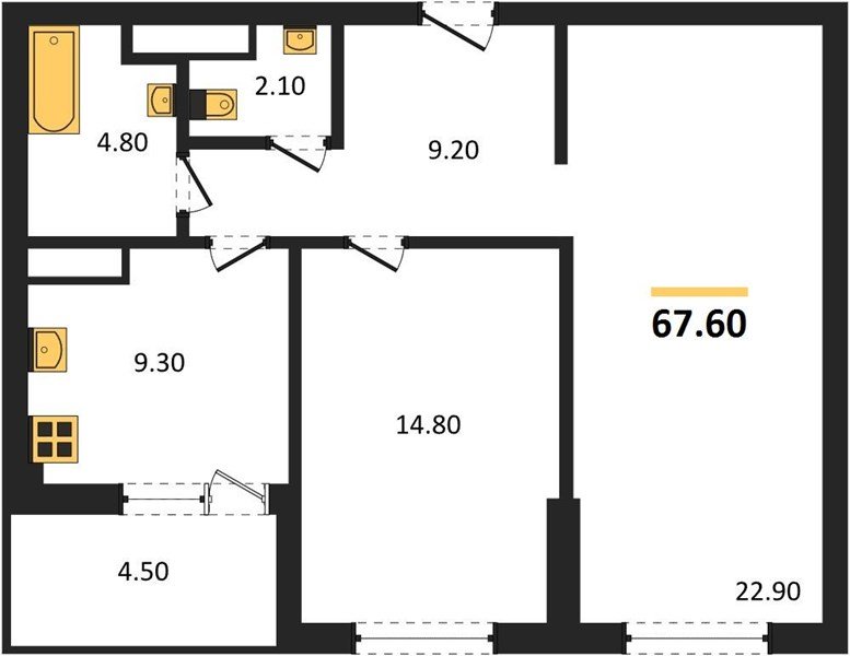 Фото №1: 2-комнатная квартира 67&nbsp;м², 7/8&nbsp;эт. - Краснодар, Прикубанский внутригородской округ, мкр. жилой комплекс Югге
