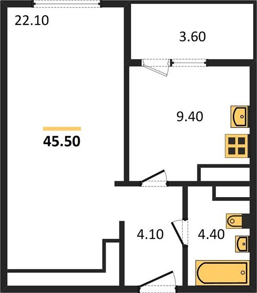Фото №1: 1-комнатная квартира 45&nbsp;м², 4/8&nbsp;эт. - Краснодар, Прикубанский внутригородской округ, мкр. жилой комплекс Югге