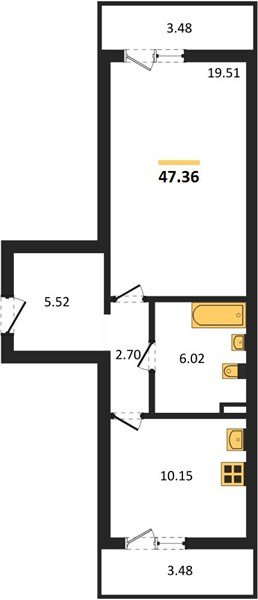 Фото №1: 1-комнатная квартира 47&nbsp;м², 1/16&nbsp;эт. - Краснодар, Прикубанский внутригородской округ, Восточный, мкр. жилой комплекс Квартал № 6