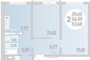 Фото №1: 2-комнатная квартира 57 м², 2/8 эт. - Лабинск, мкр. ЖК Первый, ул. Калинина, 309