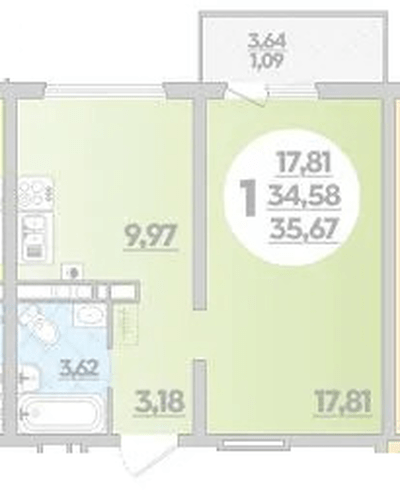 Фото №1: 1-комнатная квартира 35&nbsp;м², 5/8&nbsp;эт. - Лабинск, мкр. ЖК Первый, ул. Калинина, 309