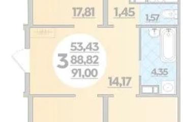 Фото №1: 3-комнатная квартира 91 м², 1/8 эт. - Лабинск, мкр. ЖК Первый, ул. Калинина, 309
