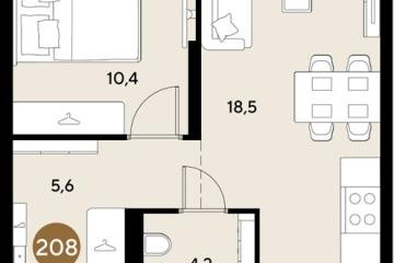 Фото №1: 1-комнатная квартира 38 м², 2/18 эт. - Краснодар, мкр. ЖК Грейд,