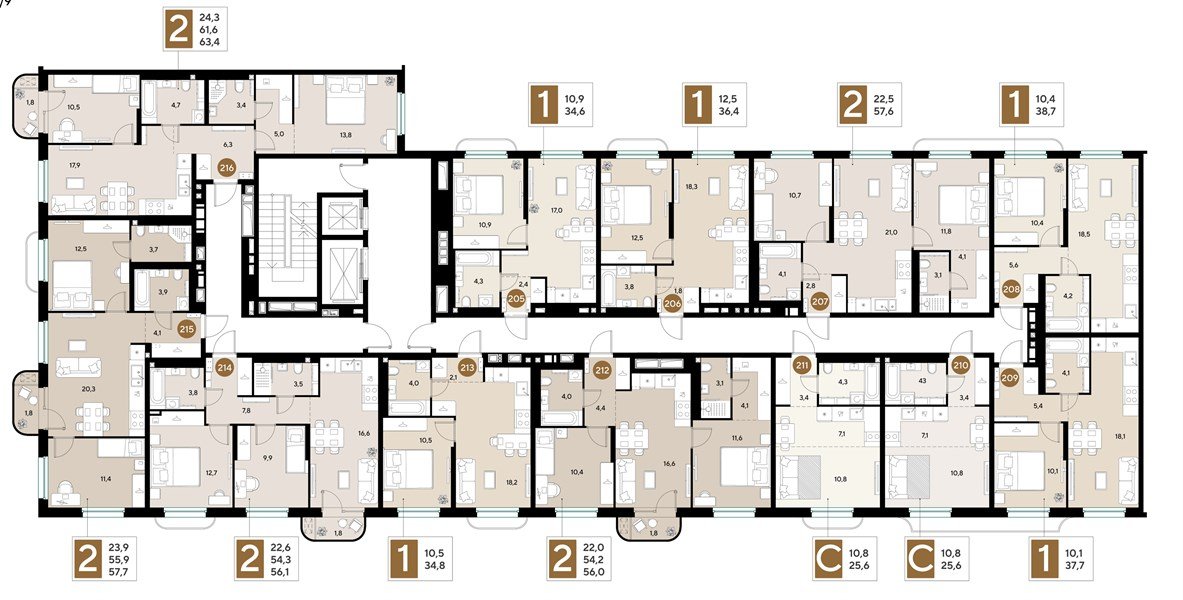 Фото №8: 2-комнатная квартира 56&nbsp;м², 2/18&nbsp;эт. - Краснодар, Прикубанский внутригородской округ, мкр. ЖК Грейд