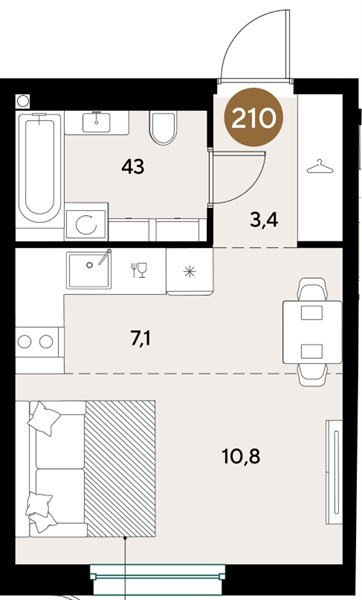 Фото №1: Студия 25&nbsp;м², 2/18&nbsp;эт. - Краснодар, Прикубанский внутригородской округ, мкр. ЖК Грейд