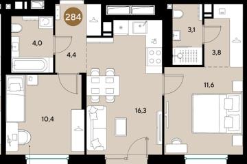 Фото №1: 2-комнатная квартира 55 м², 6/18 эт. - Краснодар, мкр. ЖК Грейд,