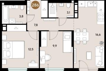 Фото №1: 2-комнатная квартира 55 м², 4/18 эт. - Краснодар, мкр. ЖК Грейд,