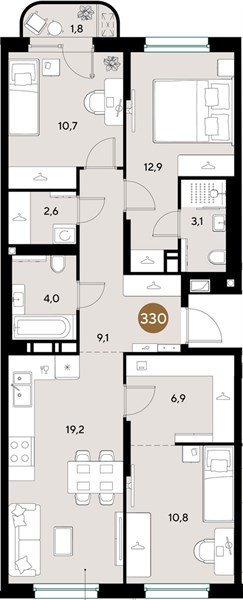 Фото №1: 3-комнатная квартира 81&nbsp;м², 3/18&nbsp;эт. - Краснодар, Прикубанский внутригородской округ, мкр. ЖК Грейд