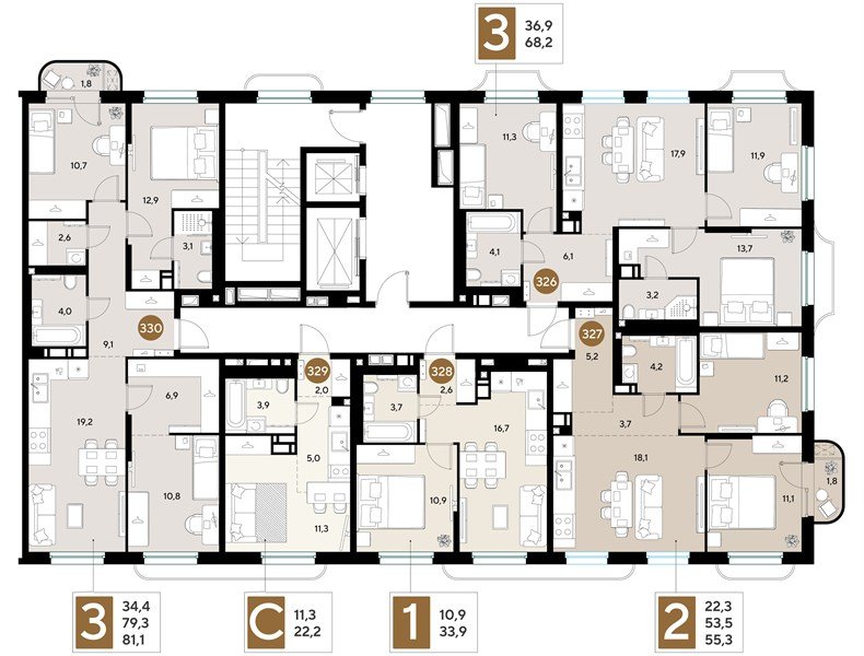 Фото №8: 3-комнатная квартира 81&nbsp;м², 3/18&nbsp;эт. - Краснодар, Прикубанский внутригородской округ, мкр. ЖК Грейд